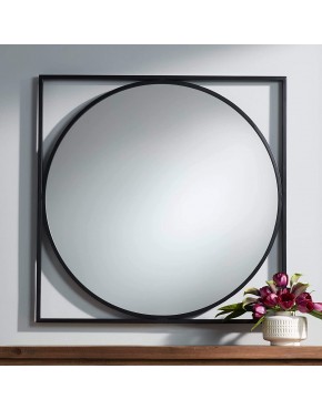 Uttermost Revel Black 34" Square Modern Wall Mirror