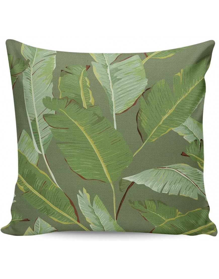 16x16in Cozy Throw Pillow Cover for Couch Decorative Cotton Linen Throw Pillow Covers Cushion Case for Living Room Bedroom Cafe Car Palm Leaf Tropical Trees