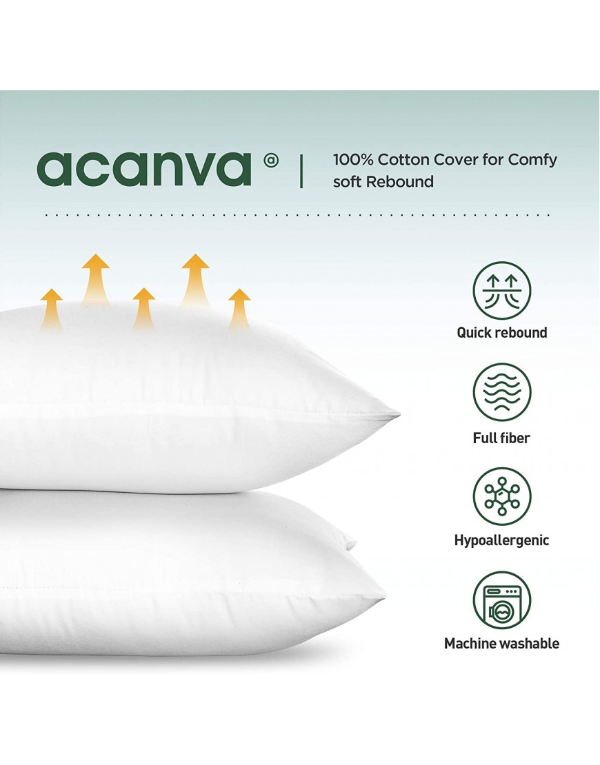 Acanva Throw Pillow Inserts Euro Sham Form Stuffer with Premium Polyester Micro Fiber Decorative for Bed Couch and Sofa White 4 Count 22 in-4 P