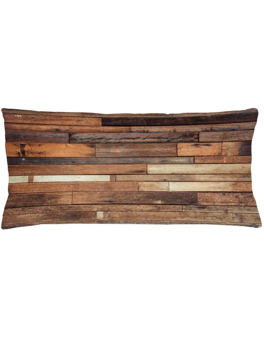 Ambesonne Wooden Throw Pillow Cushion Cover Rustic Floor Planks Print Grungy Look Farm House Country Style Walnut Oak Grain Image Decorative Rectangle Accent Pillow Case 36 X 16 Brown Taupe
