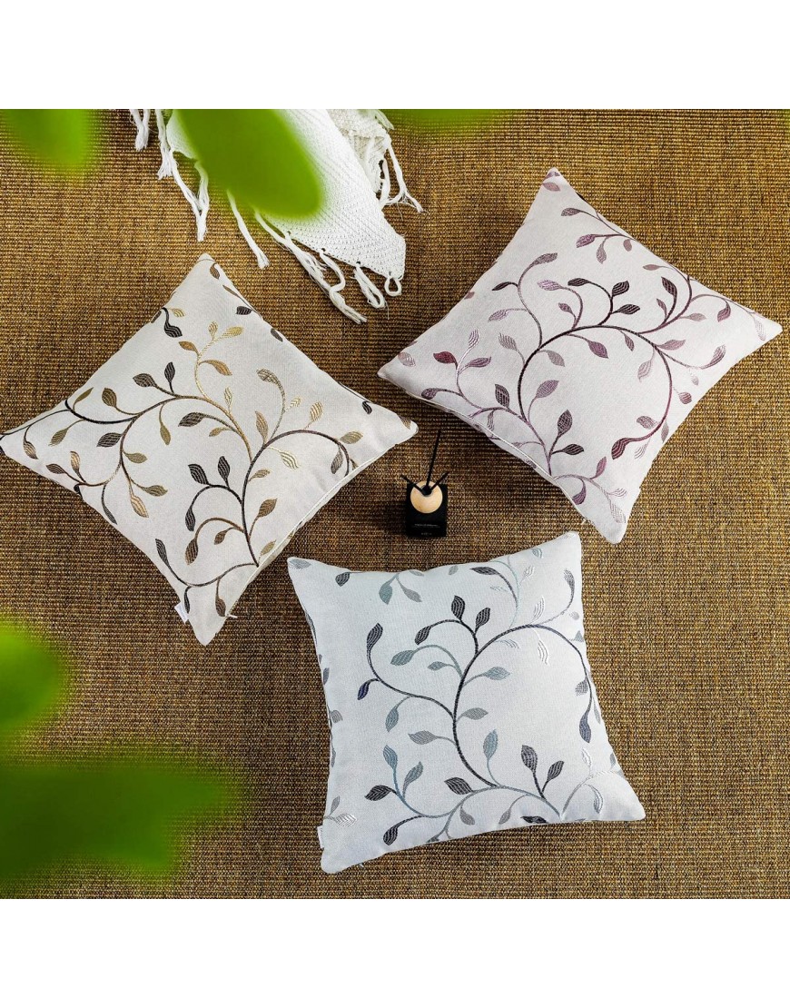 AmHoo Jacquard Leaf Pattern Soft Throw Pillow Covers Embroidered Cushion Covers Set of 2 Pillowcase for Sofa Couch Home Decorative 16x16Inch Gold