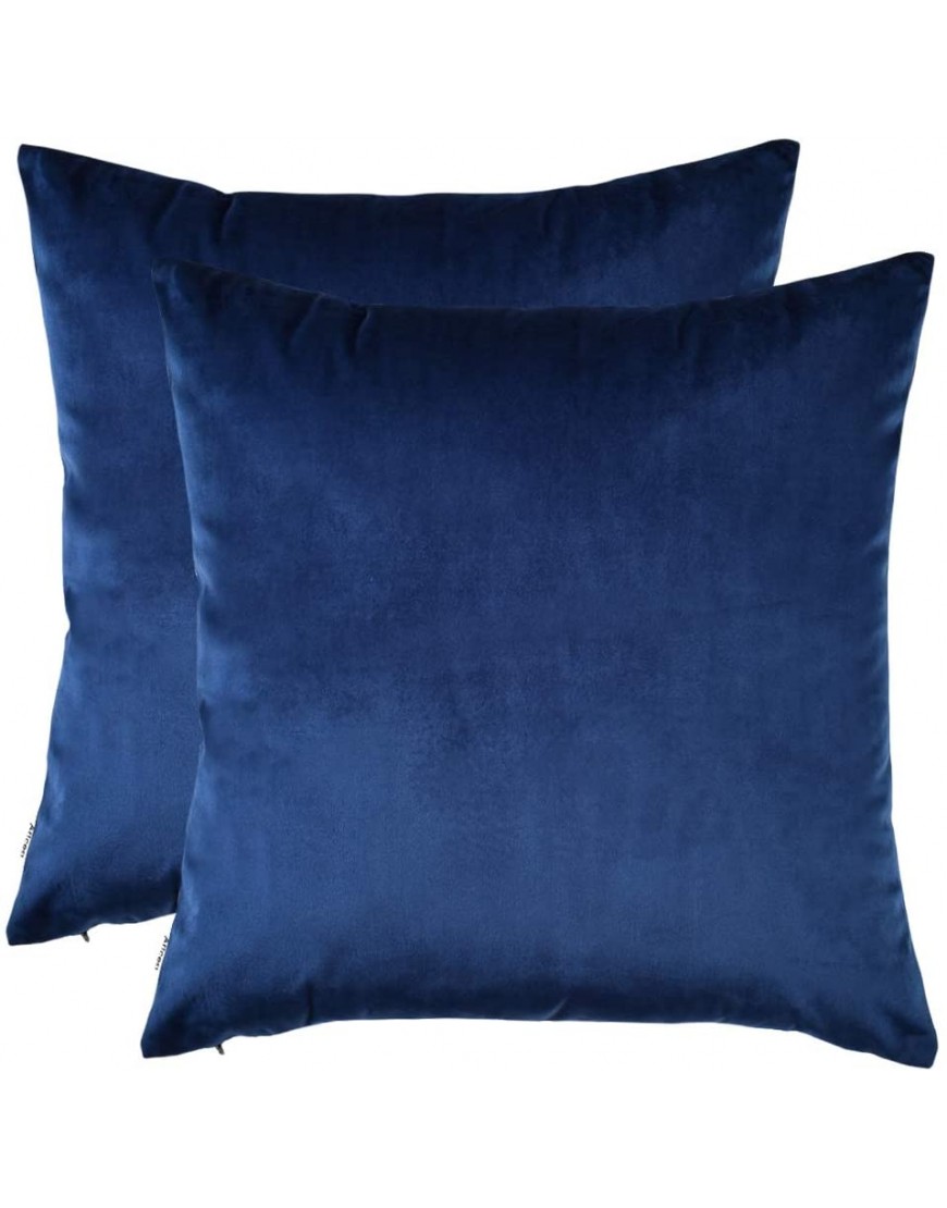 Artcest Set of 2 Cozy Solid Velvet Throw Pillow Case Decorative Couch Cushion Cover Soft Sofa Euro Sham with Zipper Hidden 18x18 Royal Blue