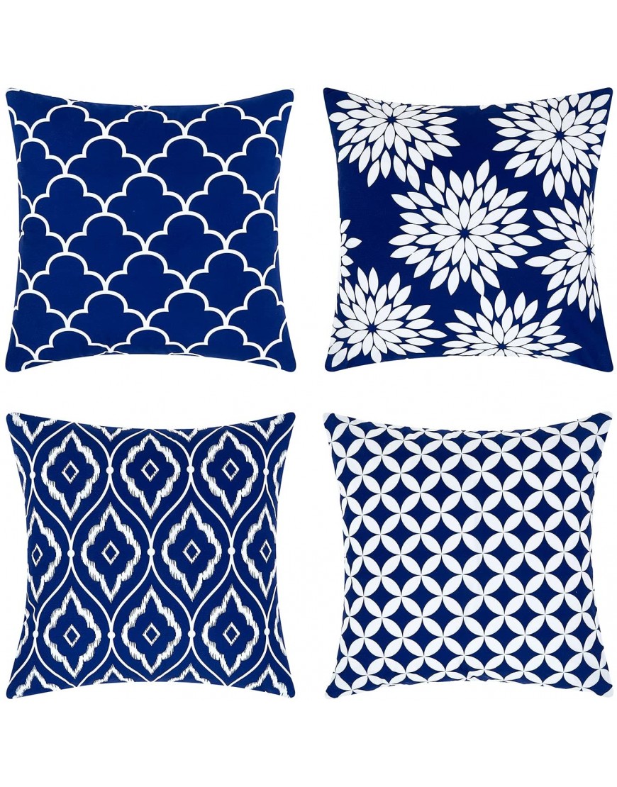 Baceight Pillow Covers 16x16 Set of 4 Decorative Cozy Hypoallergenic Throw Pillow Covers Pattern Square Farmhouse Pillow Covers Blue Pillow Covers for Sofa Bedroom Car