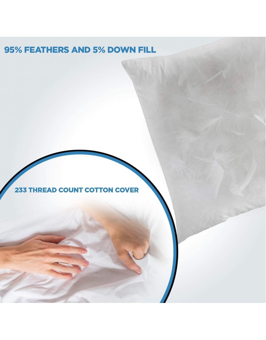 ComfyDown 95% Feather 5% Down 12 X 36 Rectangle Decorative Pillow Insert Sham Stuffer Made in USA