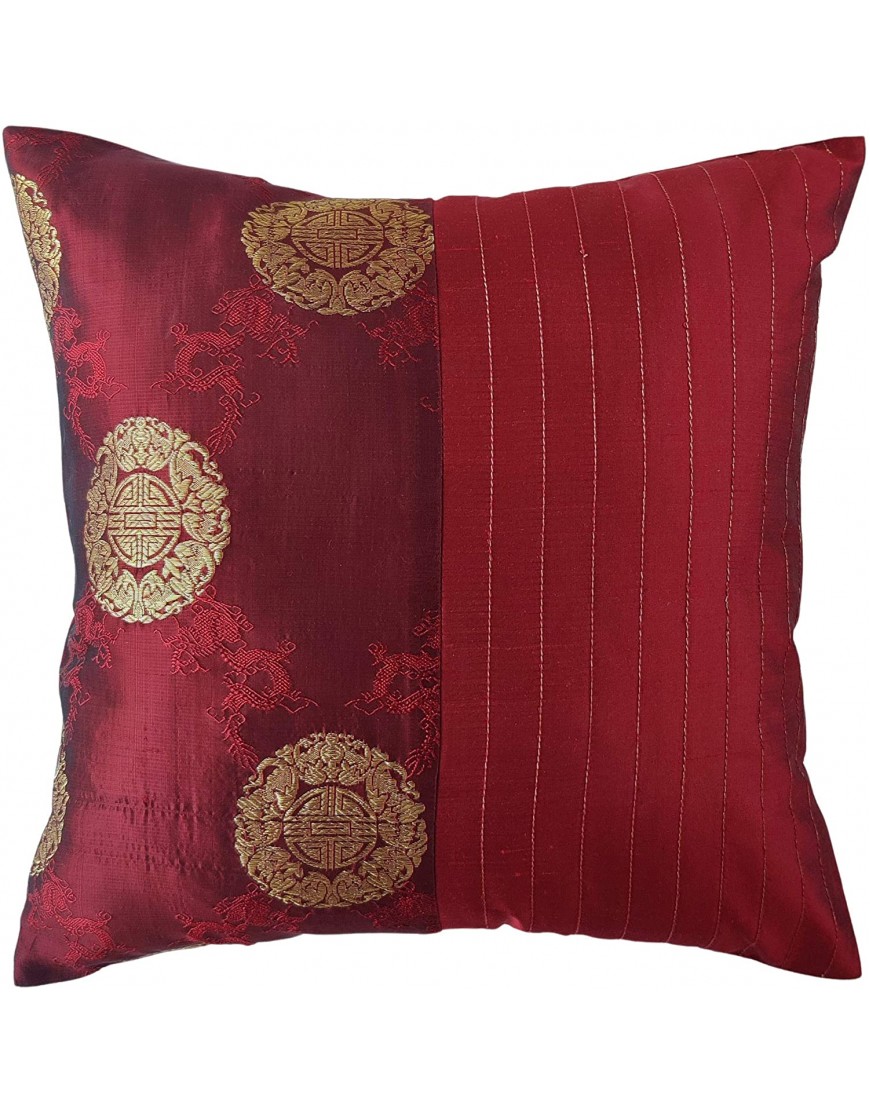 Craftbot Red Silk Toss Pillows Covers 16x16 inches Brocade Throw Pillow Cover Set of 2 No Insert