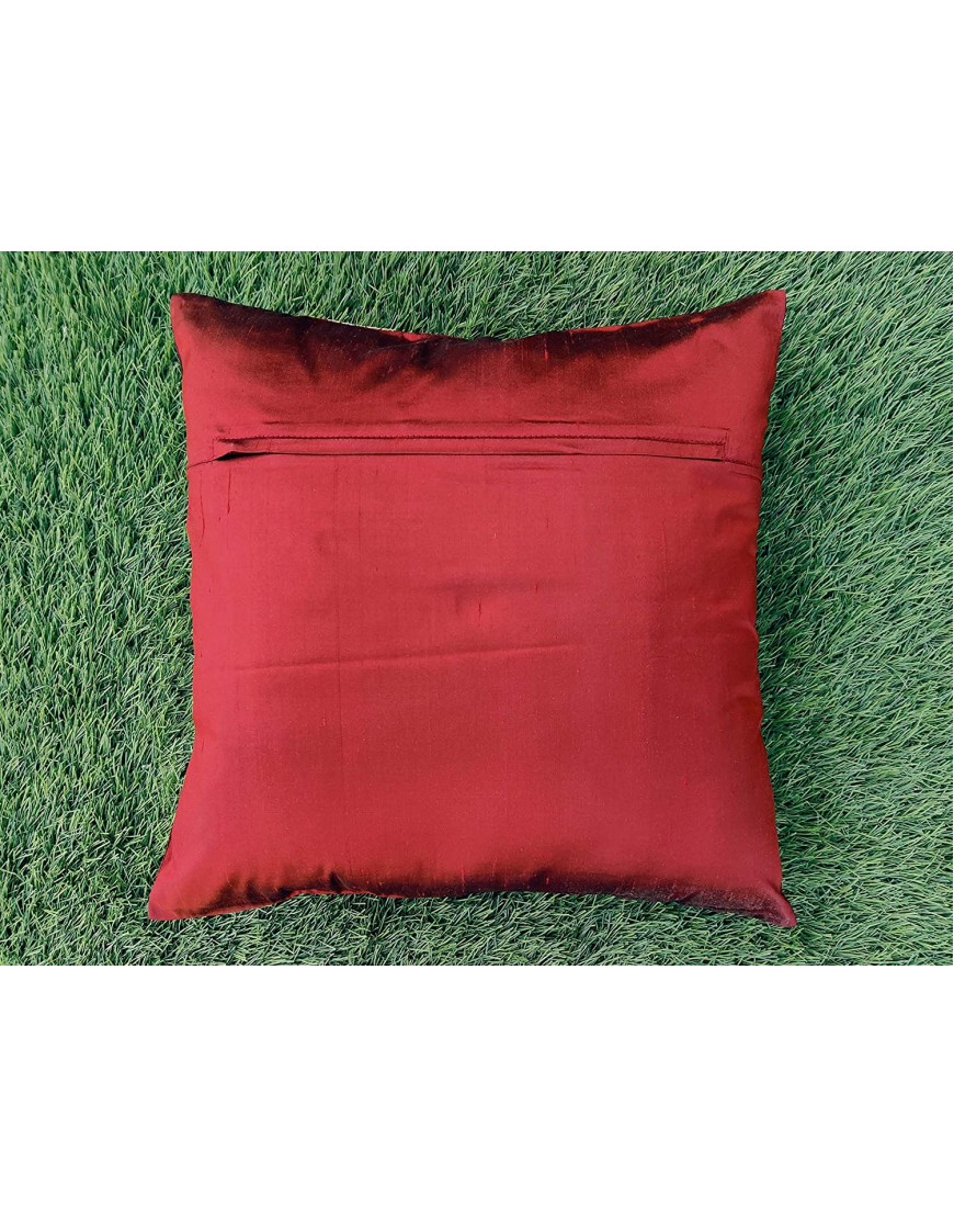Craftbot Red Silk Toss Pillows Covers 16x16 inches Brocade Throw Pillow Cover Set of 2 No Insert