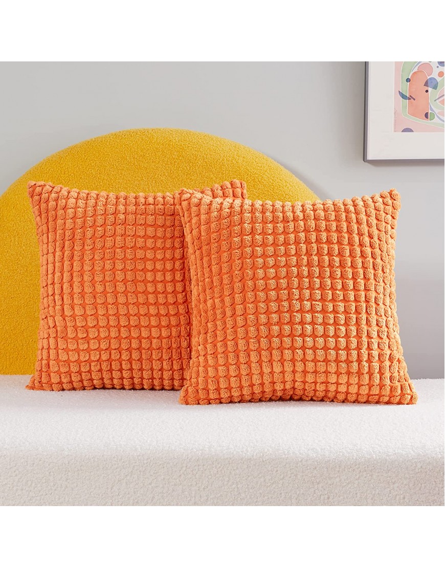 Deconovo Orange Pillow Covers 16x16 Inch for Sofa Decorative Solid Textured Throw Pillowcases for Bed 16x16 Inch Orange Red Pack of 2 No Pillow Insert
