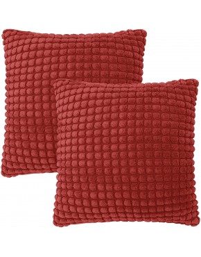 Deconovo Red Pillow Covers 16x16 for Sofa Soft Corduroy Throw Pillow Covers Decorative Pillowcases for Home Decor Red 16x16 Inch Pack of 2 No Pillow Insert