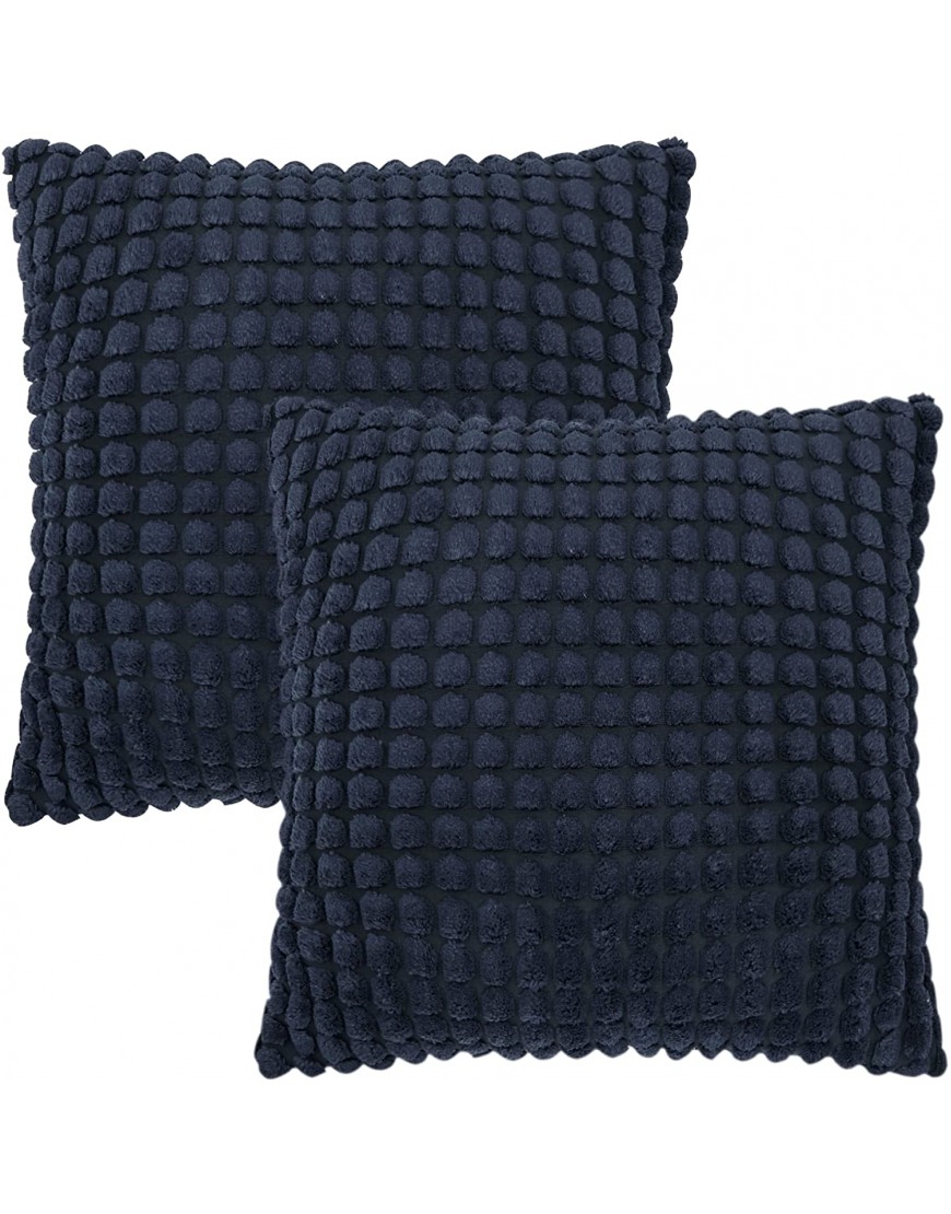 Deconovo Solid Throw Pillow Covers 16x16 Inch Decorative Corduroy Square Pillowcases with Hidden Zipper for Sofa Couch Car Chair Navy 16x16 Inch Pack of 2 No Pillow Insert