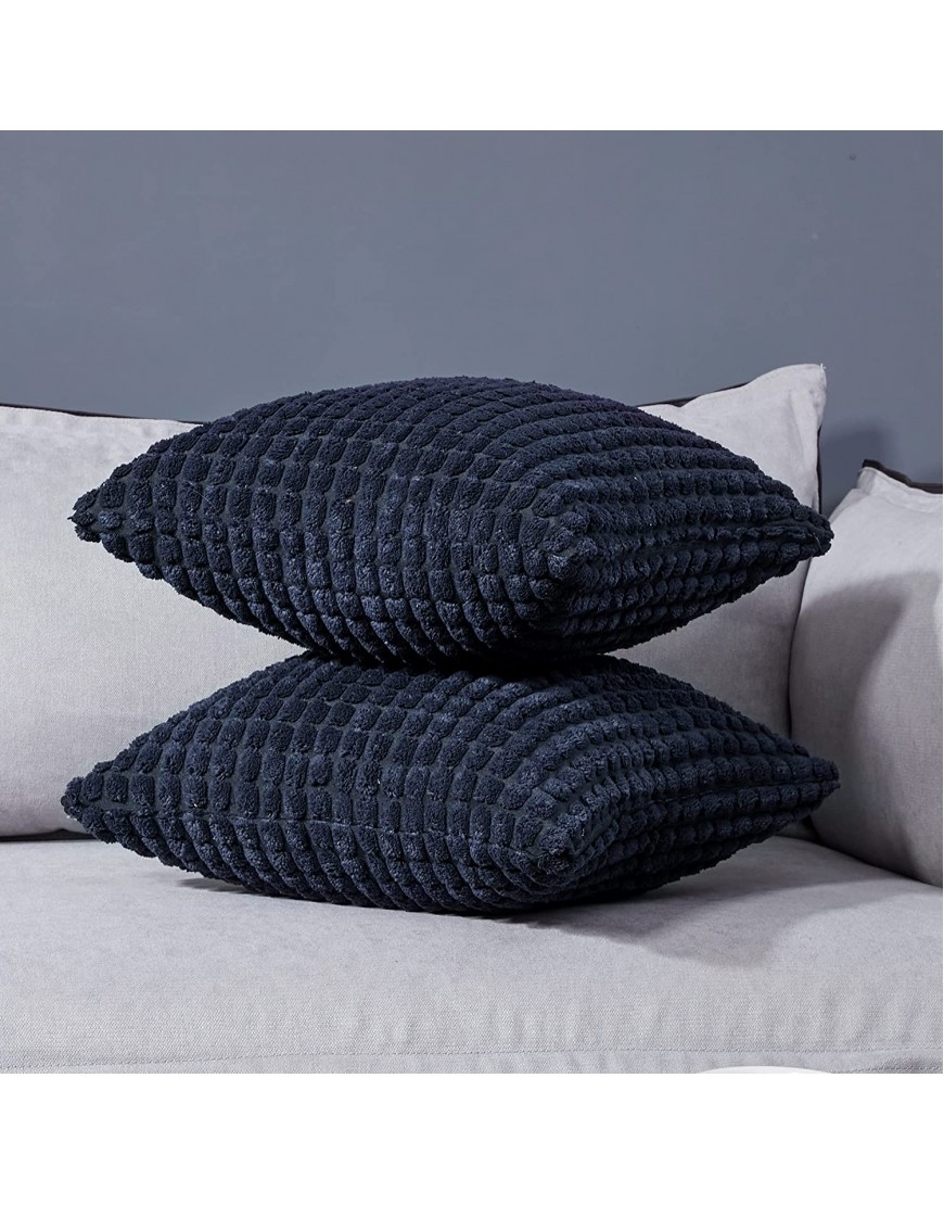 Deconovo Solid Throw Pillow Covers 22x22 Inch Decorative Corduroy Square Pillowcases with Hidden Zipper for Sofa Couch Car Chair Navy 22x22 Inch Set of 2 No Pillow Insert