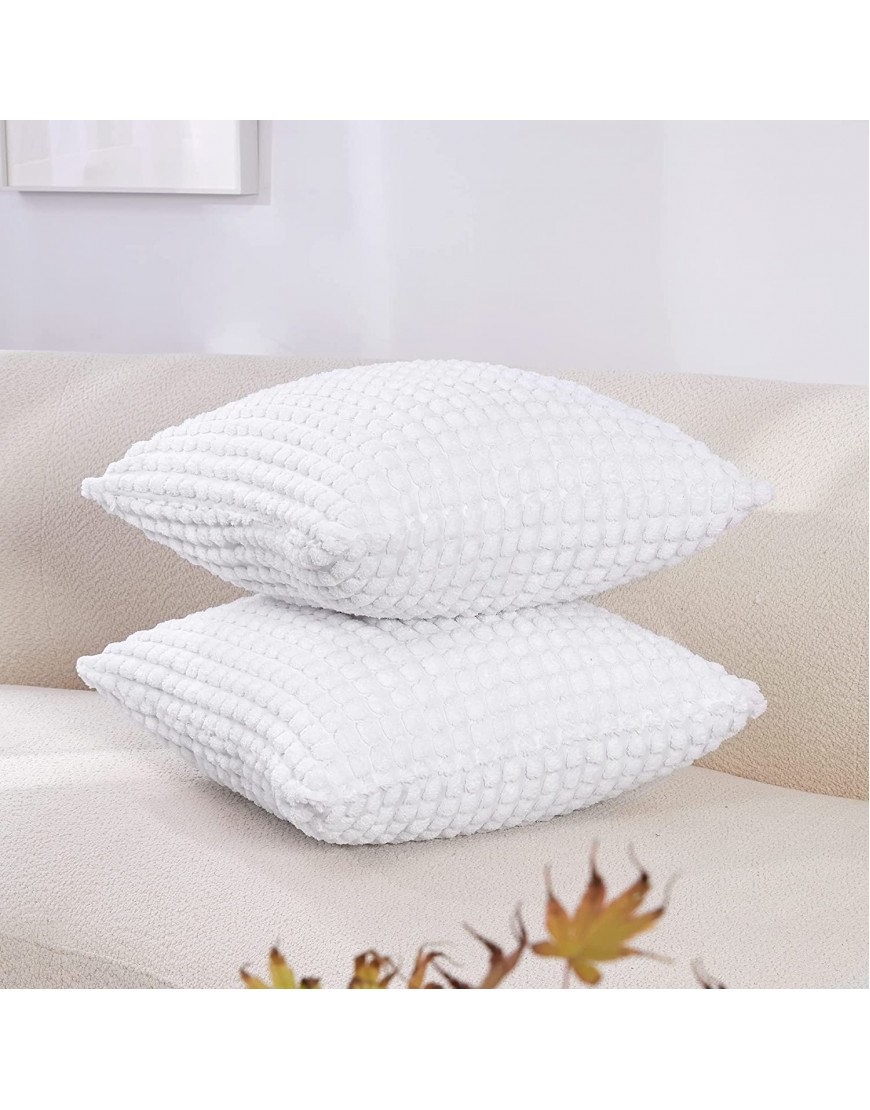 Deconovo White Throw Pillow Covers for Sofa 16x16 Inch Decorative Pillowcases Square Solid Soft Pillow Cover for Bed Couch Car White 16x16 Inch Pack of 2 No Pillow Insert