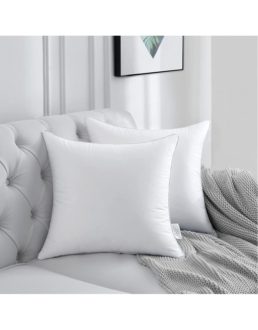 FavriQ 18 x 18 Throw Pillow Inserts with 100% Cotton Cover Square Cushions for Chair Bed Couch Car Down Alternative Pillow Form Sham Stuffer Decorative Pillow Insert White Sofa Pillow Set of 2