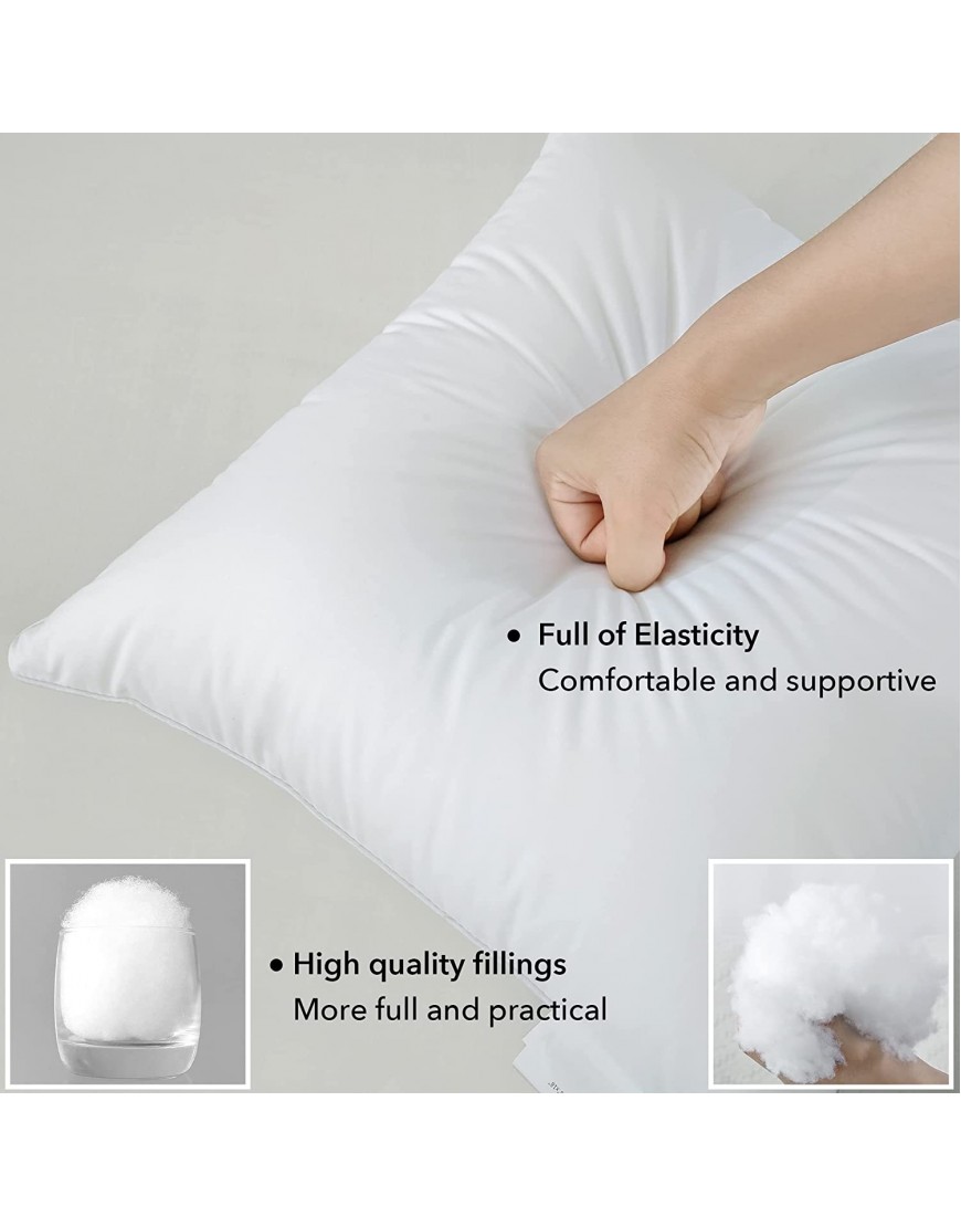 FavriQ 18 x 18 Throw Pillow Inserts with 100% Cotton Cover Square Cushions for Chair Bed Couch Car Down Alternative Pillow Form Sham Stuffer Decorative Pillow Insert White Sofa Pillow Set of 2