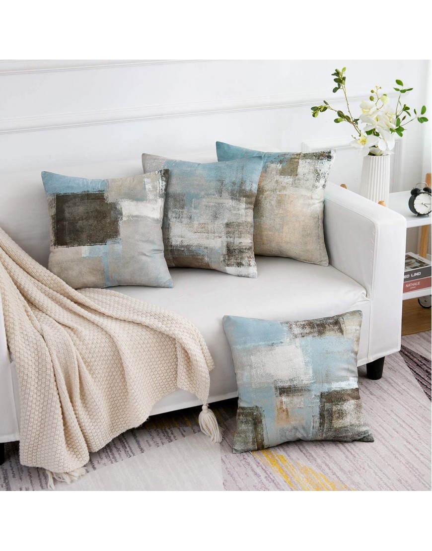 Grey and Blue Throw Pillows Covers 18X18 Inches Set of 2 Contemporary Decorative Pillows Covers for Couch Sofa Cushion Cover Living Room Bedroom