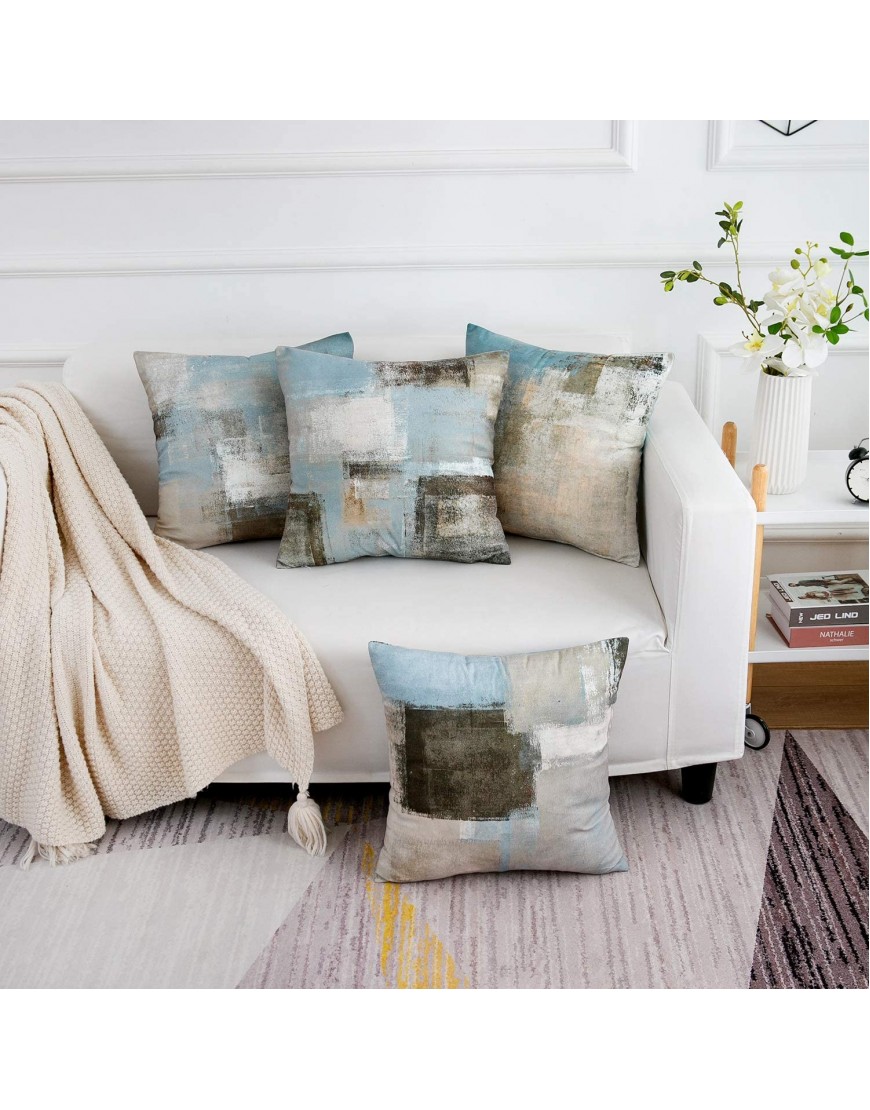 Grey and Blue Throw Pillows Covers 18X18 Inches Set of 2 Contemporary Decorative Pillows Covers for Couch Sofa Cushion Cover Living Room Bedroom