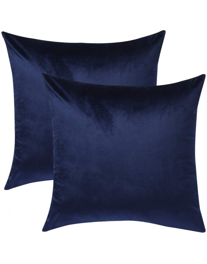 HHYYKV Velvet Soft Decorative Square Throw Pillow Cover Case Set Light Soft Cushion Covers Pillowcase Pack of 2 Décor Pillows for Sofa Bedroom Car 18 x 18 Navy a 18x18