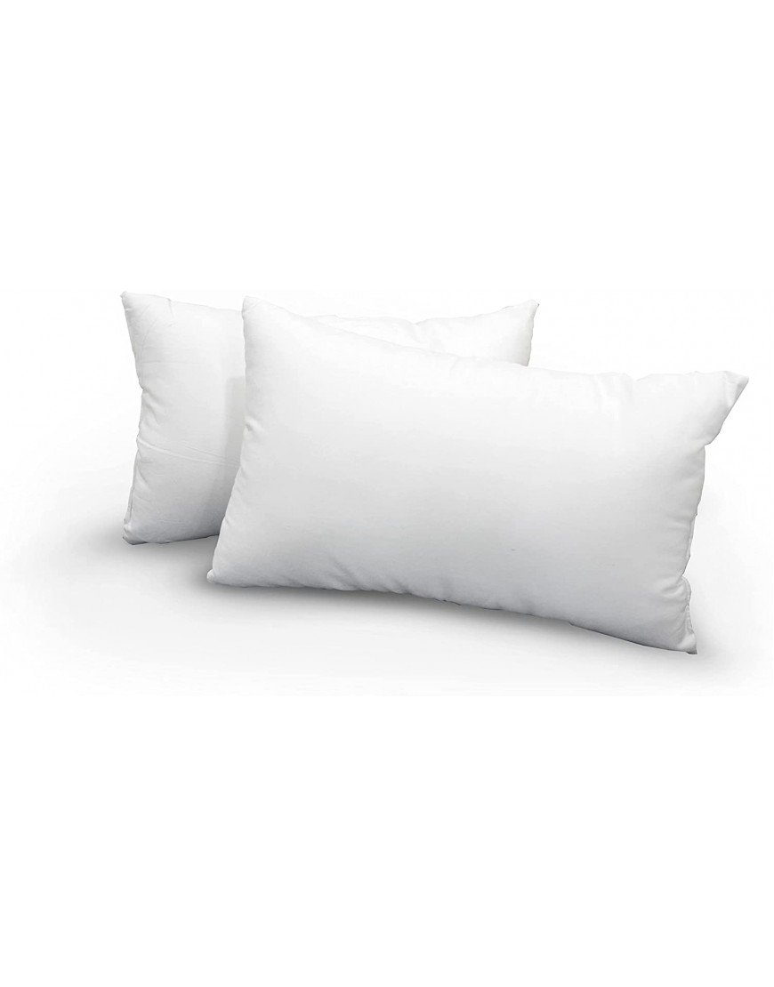 Hicomfety Throw Pillow Inserts with 100% Cotton Brushed Cover（Pack of 2 White） 12x20 Inches Decorative Outdoor Pillow Inserts for Bed,car,Garden,Living Room