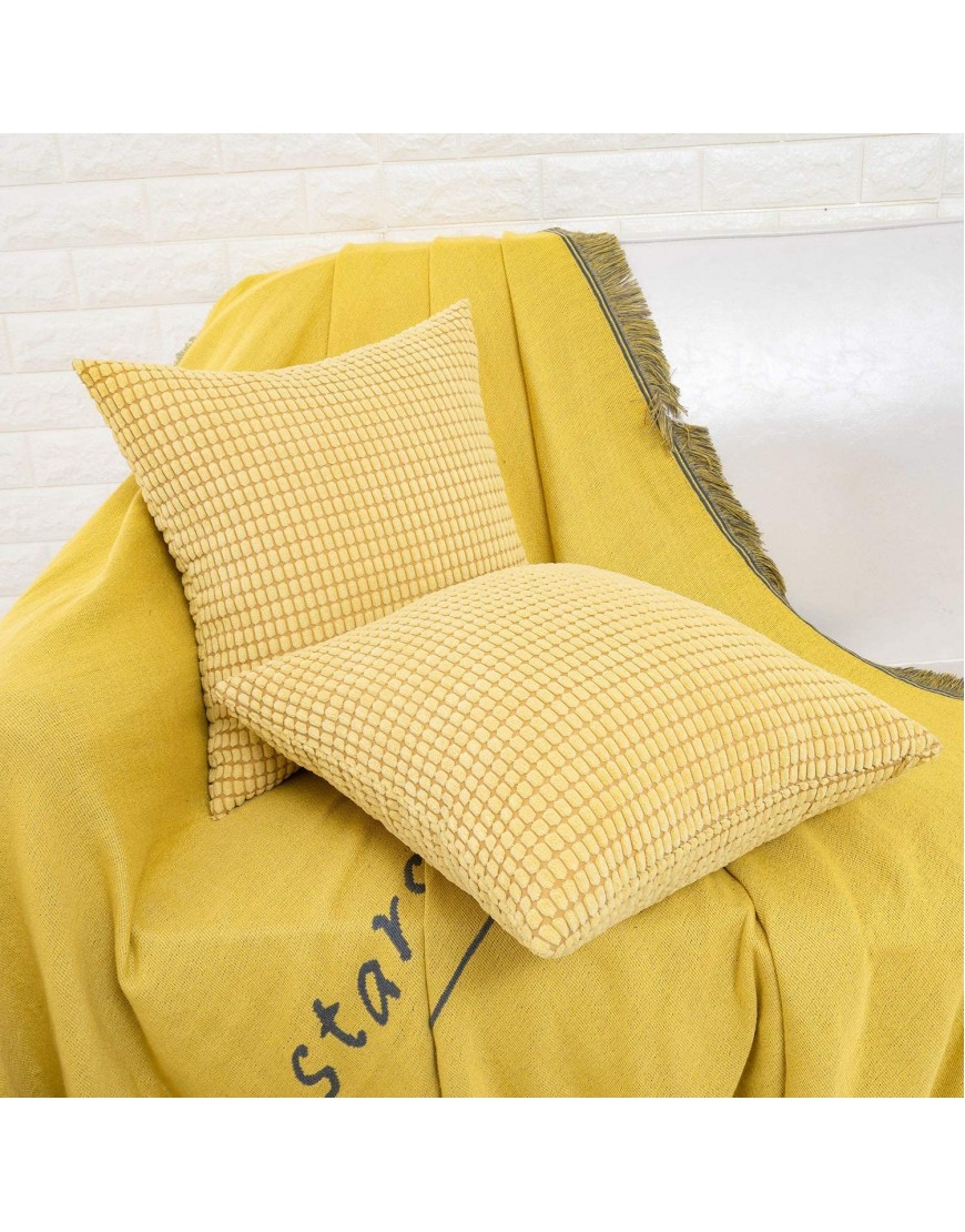 HWY 50 Yellow Throw Pillow Covers 20x20 inch for Bedroom Living Room Bed Soft Comfy Corduroy Solid Square Throw Pillows Case Set Cushion Cover Pack of 2 Corn Textured Decorative