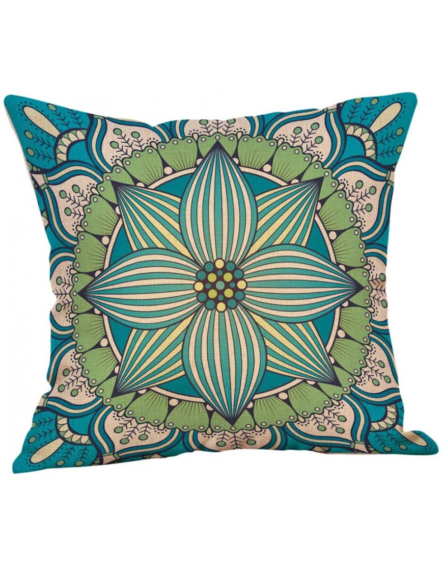 Jartinle Set of 4 Retro Floral Mandala Compass Medallion Bohemian Pillow Covers Boho Decor Geometric Throw Pillows Decorative for Sofa Couch 18 x 18
