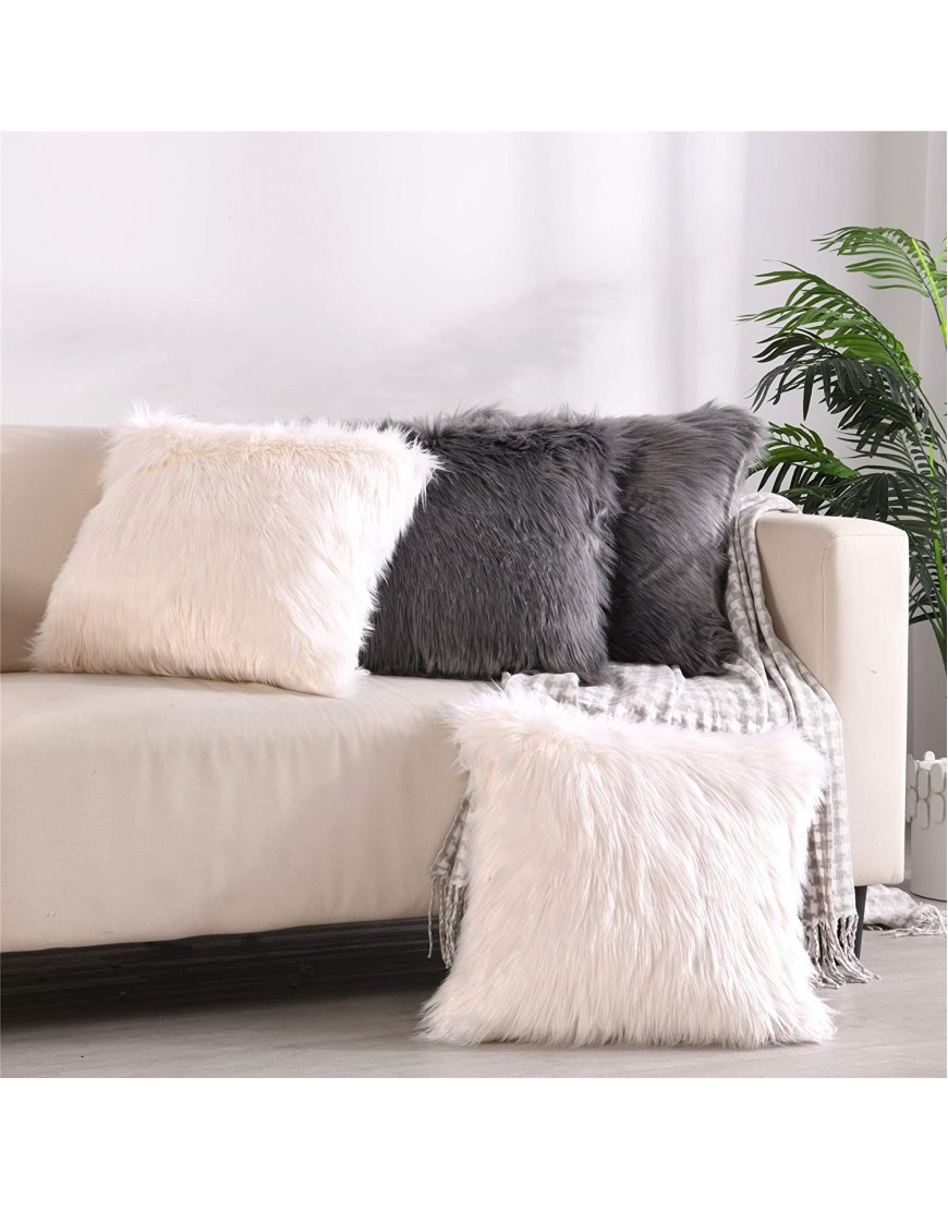 LAVANCE Luxury Soft Faux Fur Fleece Cushion Cover Pillowcase Decorative Throw Pillows Covers No Pillow Insert 18 x 18 inch 1 Pack Ivory