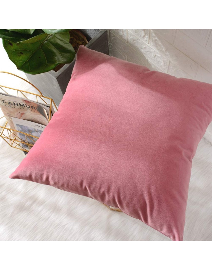 MERNETTE Pack of 2 Velvet Soft Decorative Square Throw Pillow Cover Cushion Covers Pillow case Home Decor Decorations for Sofa Couch Bed Chair 18x18 Inch 45x45 cm Pink