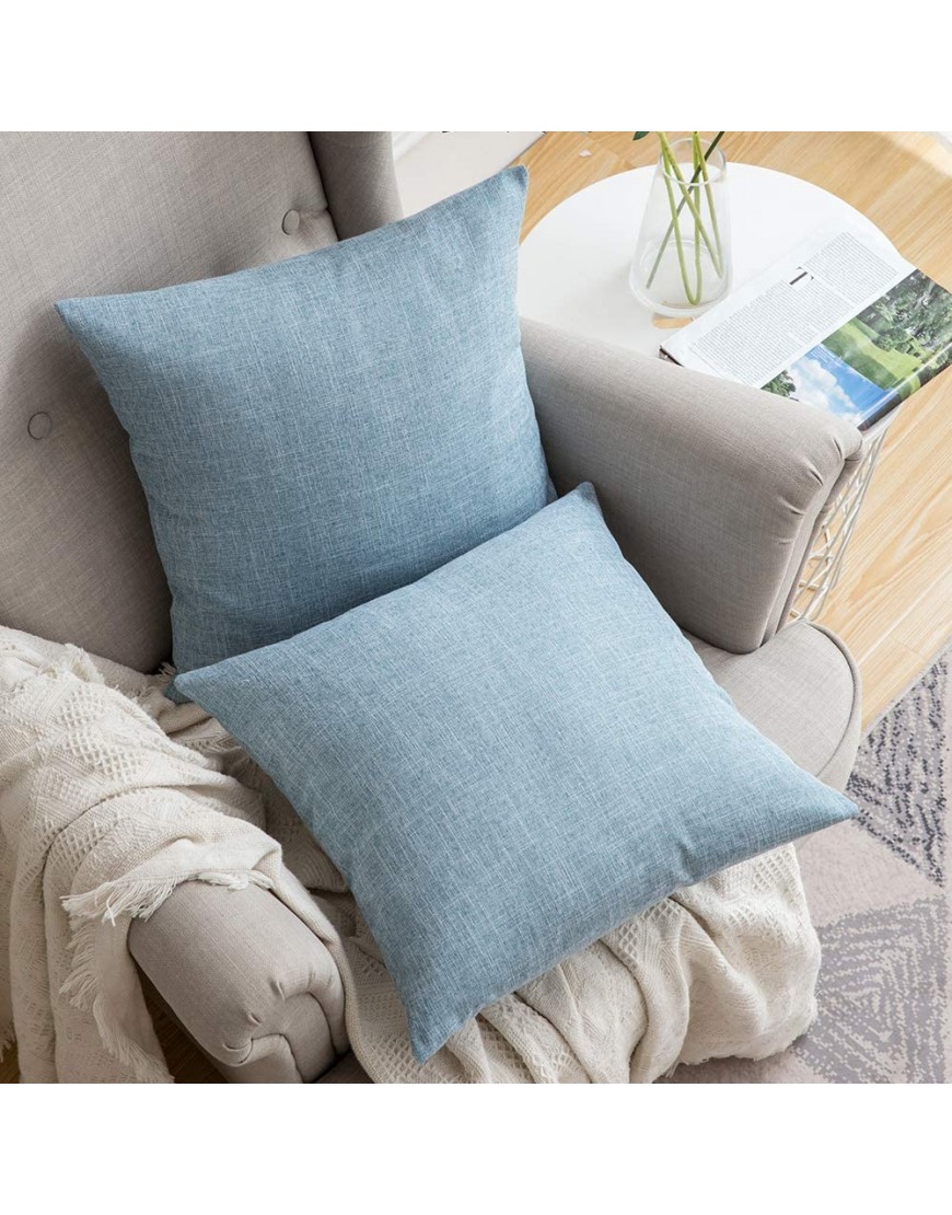 MIULEE Pack of 2 Spring Decorative Throw Pillow Covers Linen Burlap Square Solid Farmhouse Modern Concise Throw Cushion Case Pillowcase for Sofa Car Couch 20x20 Inch 50x50 cm Light Blue