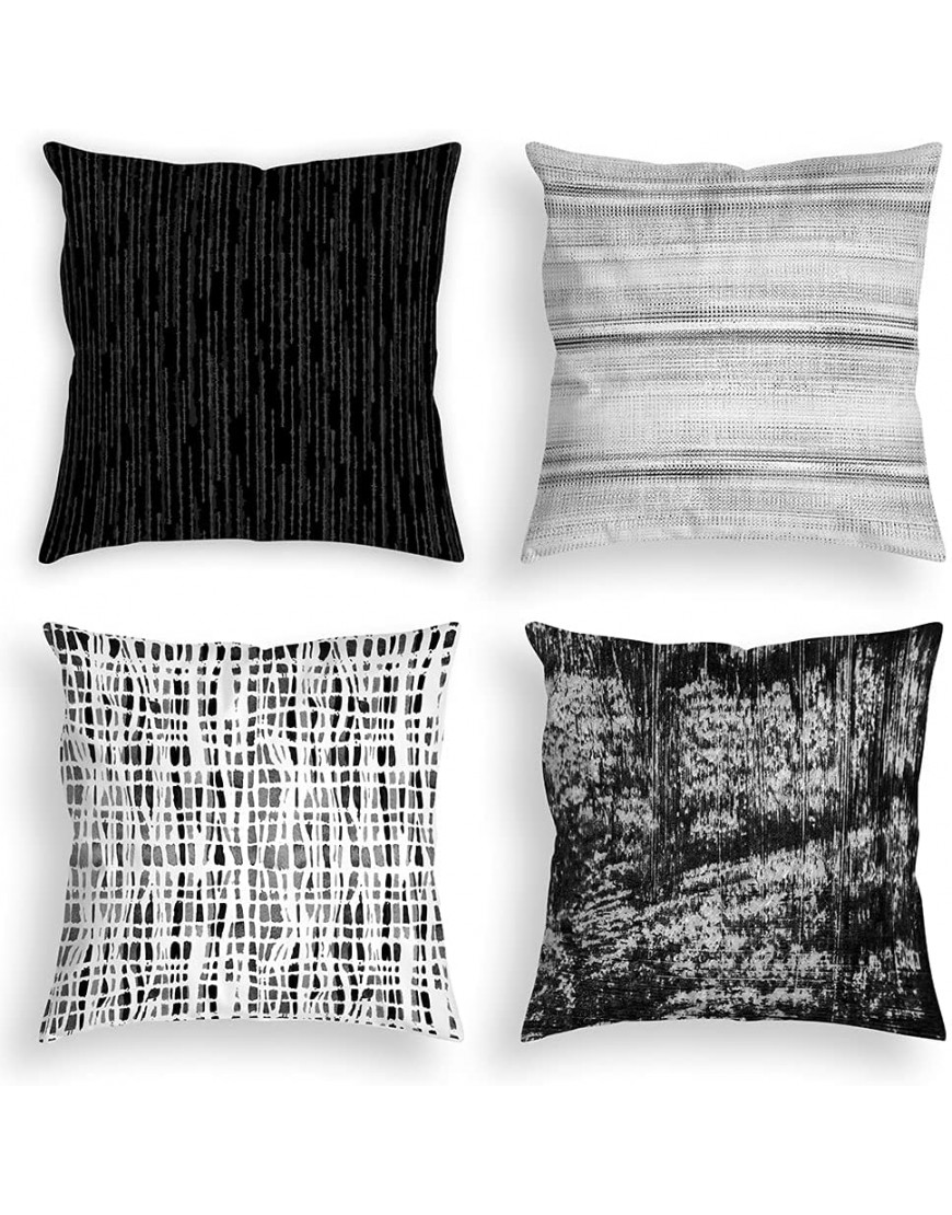 OA OATHENE Black White Throw Pillows Abstract White Black Gray Gradient Line Geometry Throw Pillow Covers 18x18 Inch Decorative Pillowcases Super-Soft Velvet for Bed Couch Bedroom Sofa Living Room.