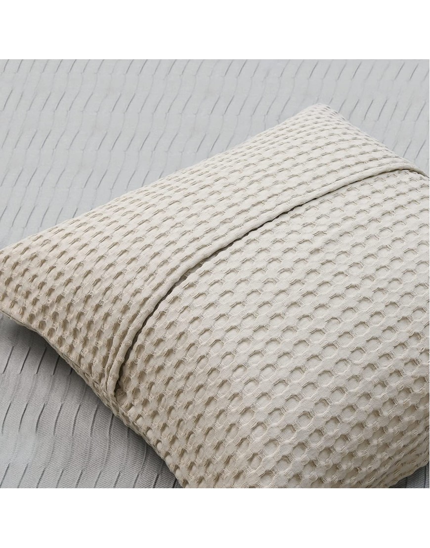PHF 100% Cotton Waffle Weave Euro Shams 26 x 26 2 Pack Elegant Home Decorative Euro Throw Pillow Covers for Bed Couch Sofa Khaki