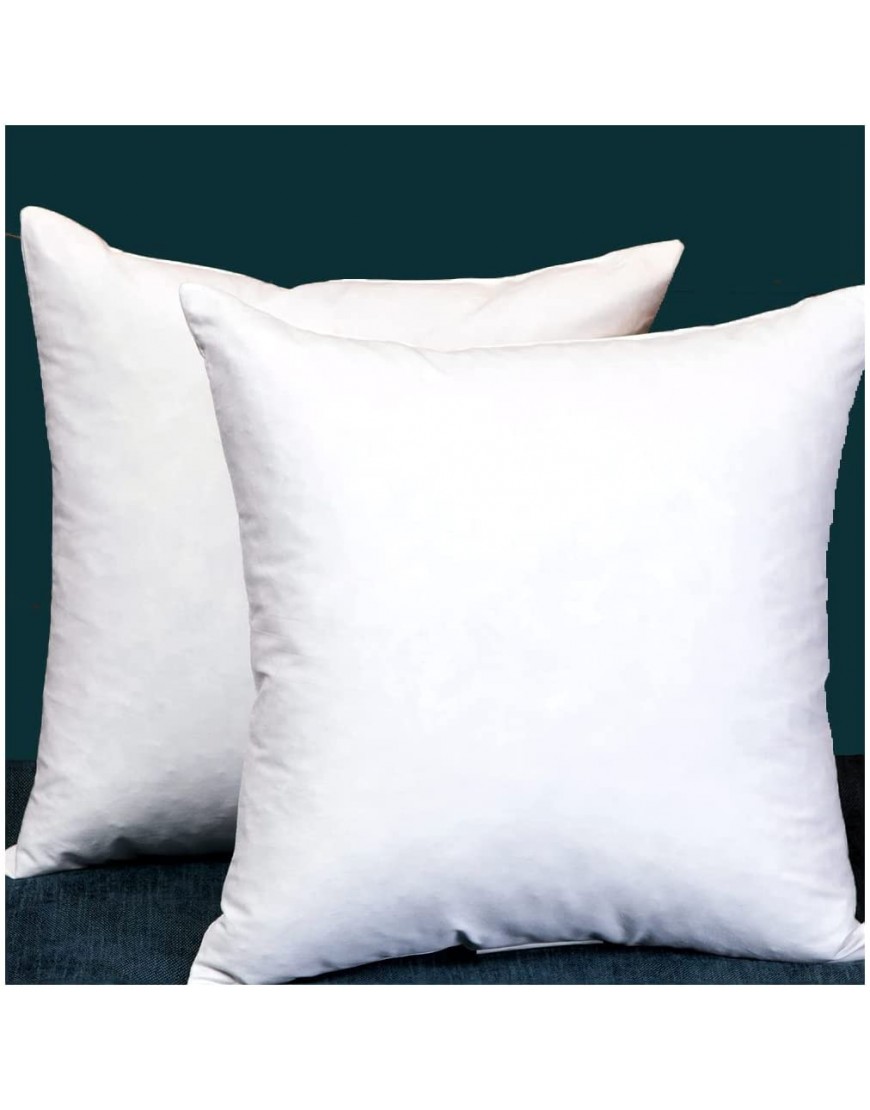 Set of 2 Square Decorative Throw Pillows Inserts Down and Feather Pillow Insert Cotton Fabric 18 X 18 Inches