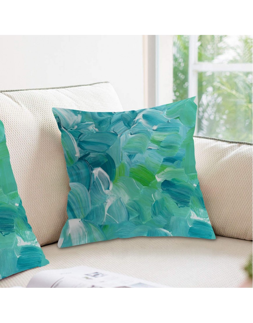 Shrahala Watercolor Decorative Pillow Covers Blue Green Turquoise Abstract Background Art Cushion Case for Sofa Bedroom Car Throw Pillow Covers Cushion Cover Square 18 x 18 Inches Blue 02 Set of 2