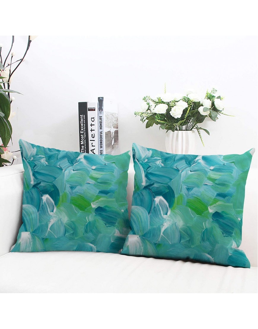 Shrahala Watercolor Decorative Pillow Covers Blue Green Turquoise Abstract Background Art Cushion Case for Sofa Bedroom Car Throw Pillow Covers Cushion Cover Square 18 x 18 Inches Blue 02 Set of 2