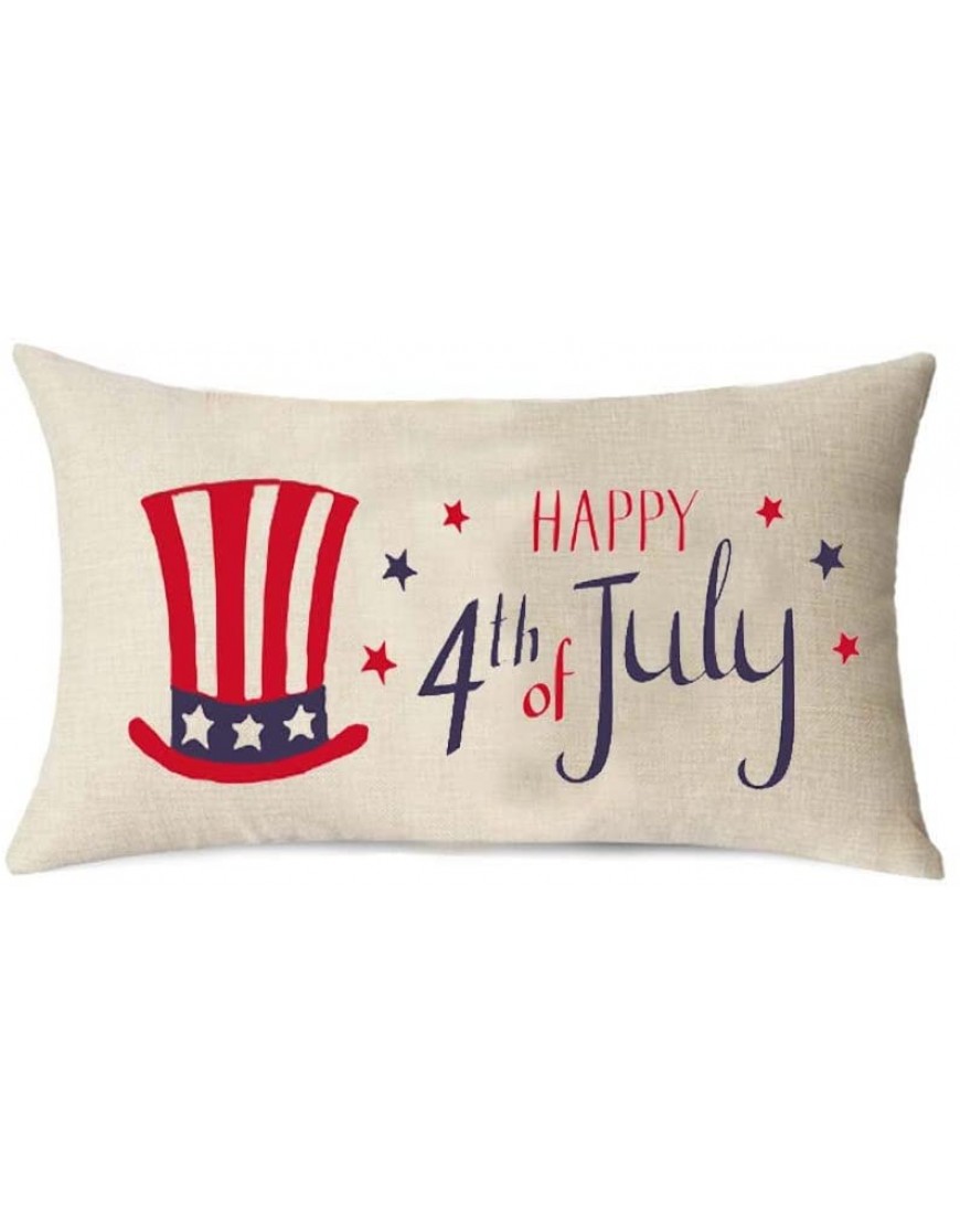 SLS Happy 4th of July Independence Day Cotton Linen Decorative Throw Pillow Case Cushion Cover Happy Day 12"X20 13