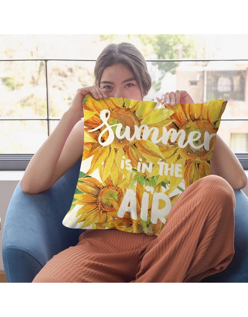 Summer Pillow Covers 18x18 Set of 6 Sunflower Decor Floral Wreath Sunflower Pillow Covers Farmhouse Decorative Outdoor Throw Pillow Covers Summer Decorations for Home