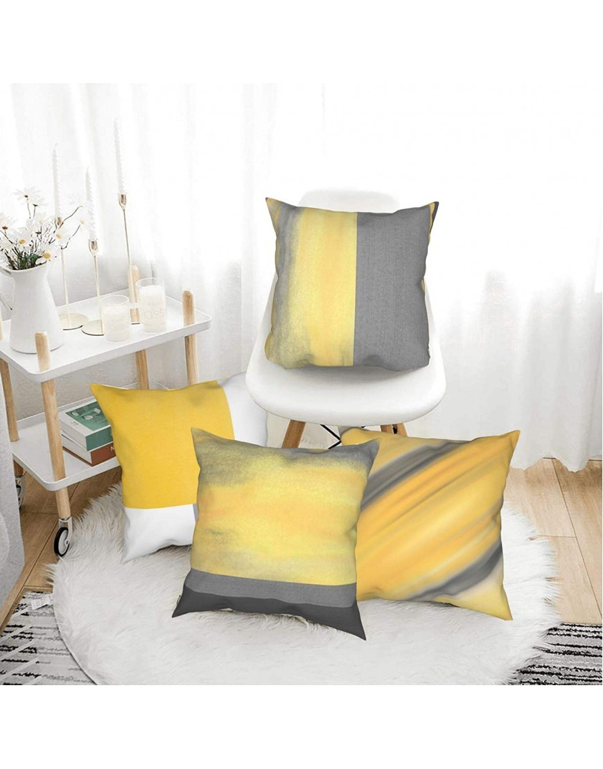 Throw Pillow Covers 18 X 18 Set of 4,Gray and Yellow Diagonal Geometry Square Pillow Cushion Cases,Abstract Geometric Block Stripes Modern Decorative Pillow Covers for Couch Sofa Bedroom Car