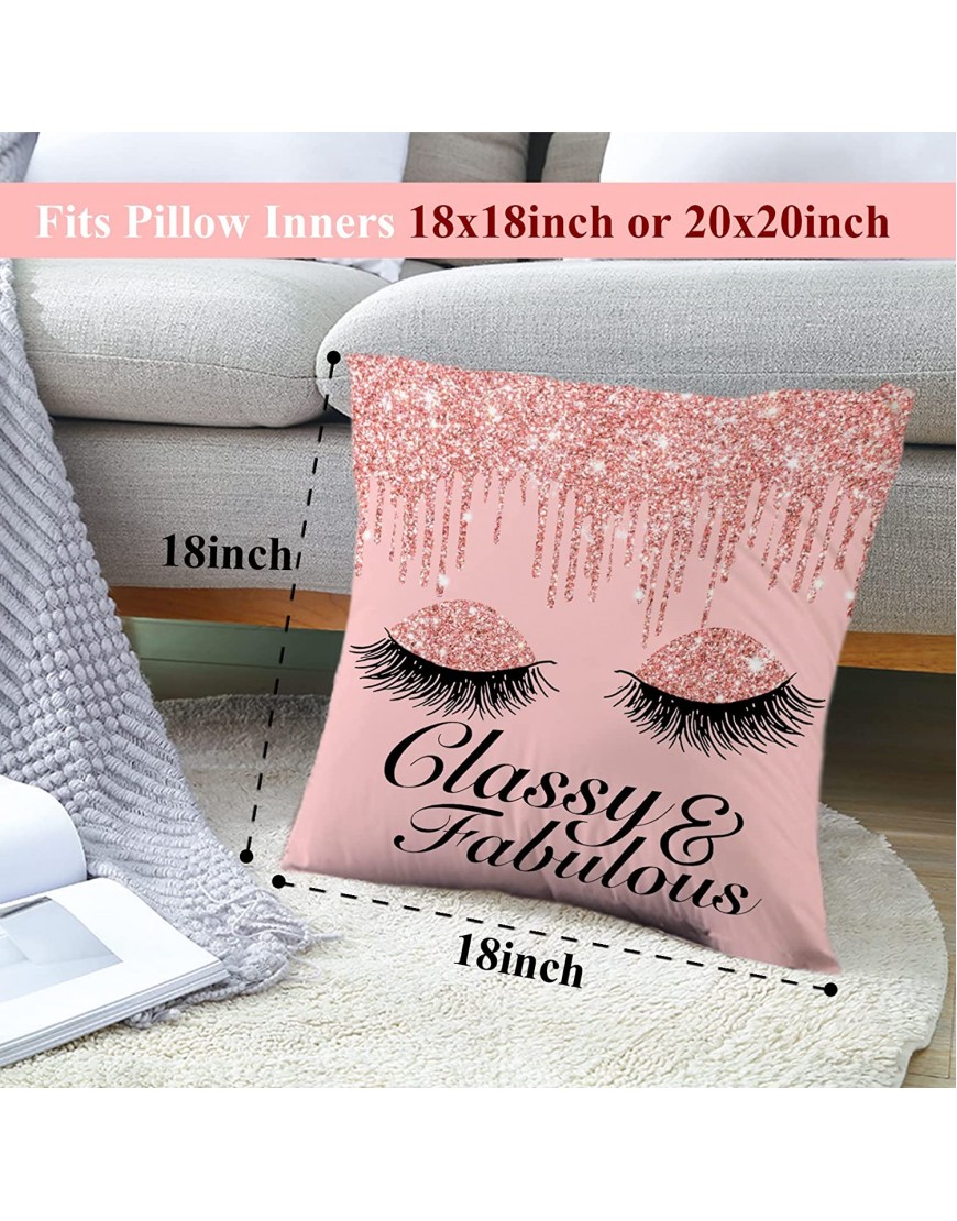 Tonantech Bling Gold Rose Pillow Covers Set of 2 18x18 Cushion Case Fashion Decorative Throw Pillow Covers Sparkling Eyelashes Velvet Pillowcase