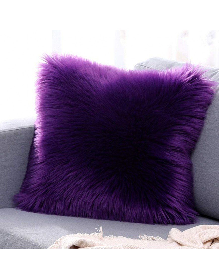 vctops Double-Sided Faux Fur Sheepskin Decorative Throw Pillow Cover Luxury Super Soft Plush Cushion Case for Sofa or Bed 18"x18",Purple