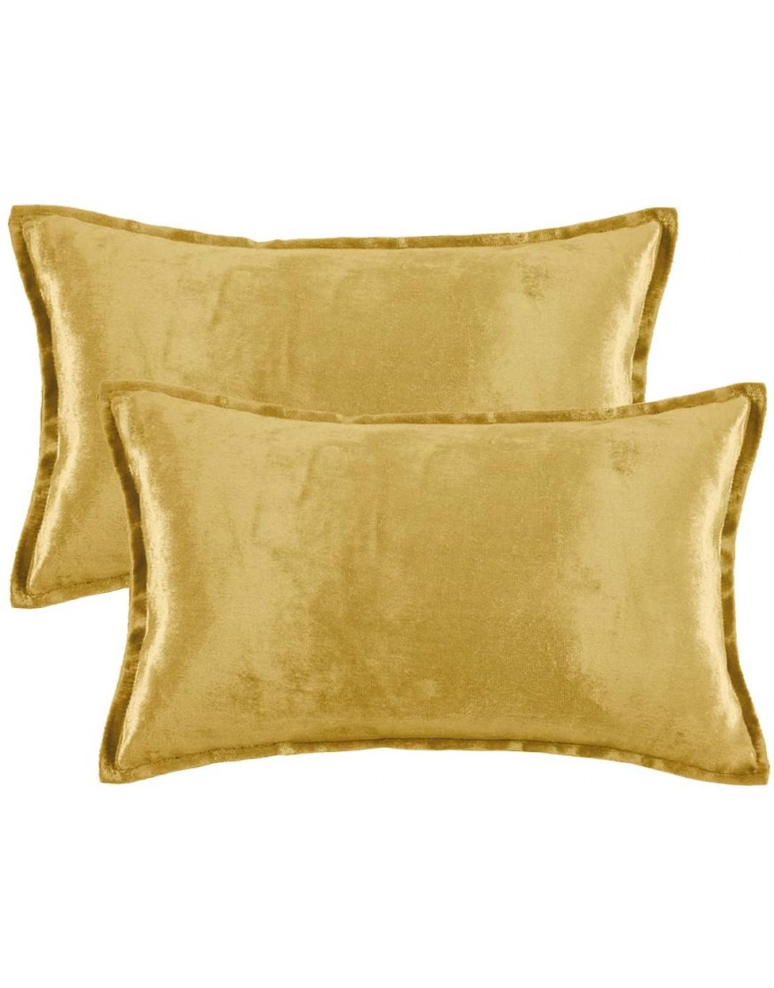 Yellow Velvet Decorative Lumbar Throw Pillow Covers 12x20 Oblong Couch Sofa Pillow Covers Pack of 2