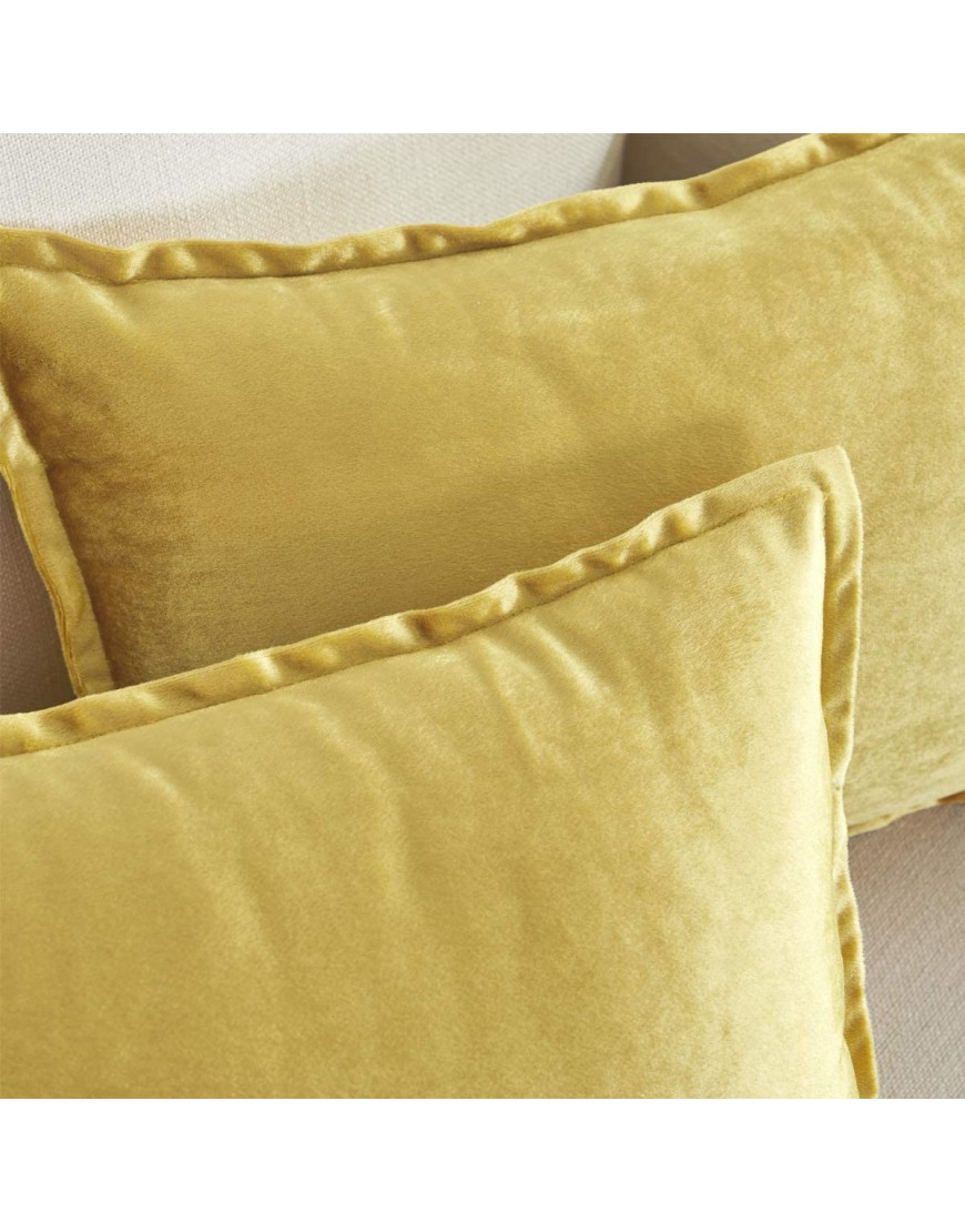 Yellow Velvet Decorative Lumbar Throw Pillow Covers 12x20 Oblong Couch Sofa Pillow Covers Pack of 2