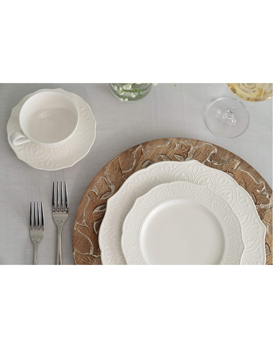 10 Strawberry Street Dahlia 10.5 White Dinner Plate Set of 6