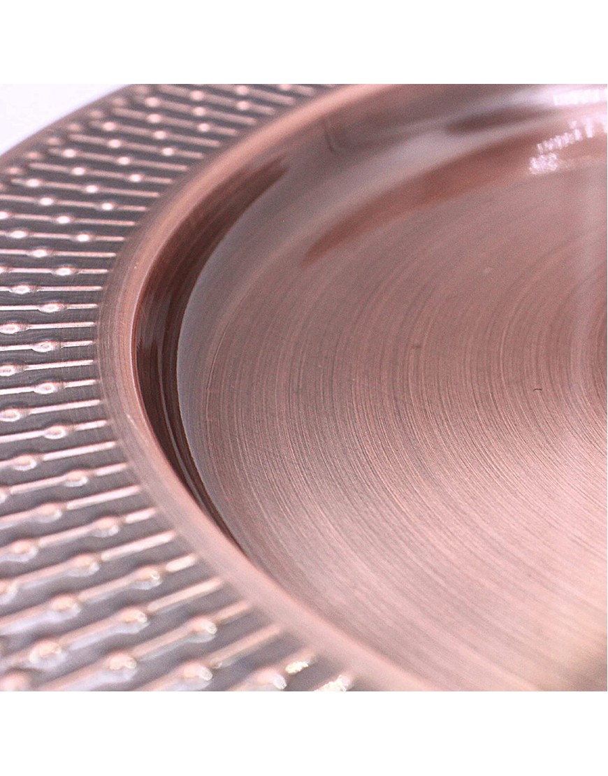 13-Inch Stainless Steel Beaded Charger Plates 6Pcs Copper Dinner Plate Chargers Round Server Ware