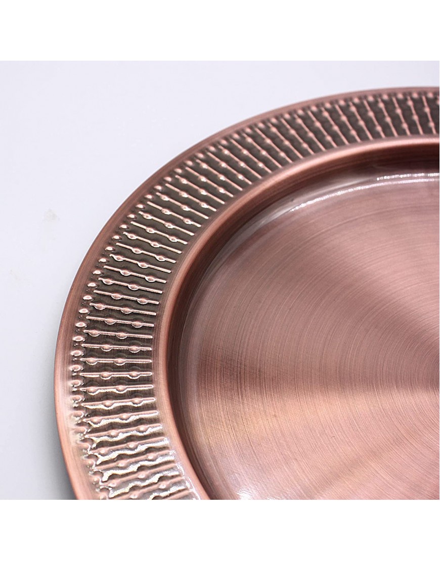 13-Inch Stainless Steel Beaded Charger Plates 6Pcs Copper Dinner Plate Chargers Round Server Ware