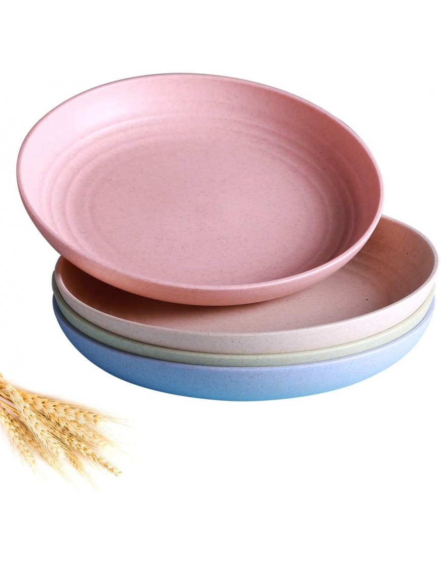4 PACK Lightweight Wheat Straw Plates-Degradable Lightweight Wheat Straw Plates,7.8' Unbreakable Dinner Plates Dishwasher & Microwave Safe BPA free