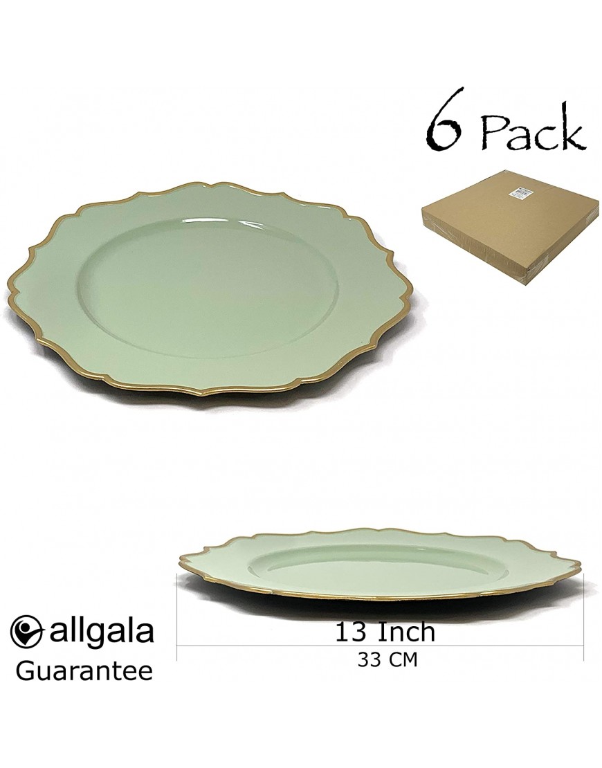 allgala 13-Inch 6-Pack Heavy Quality Round Charger Plates-Floral Sage-HD80346
