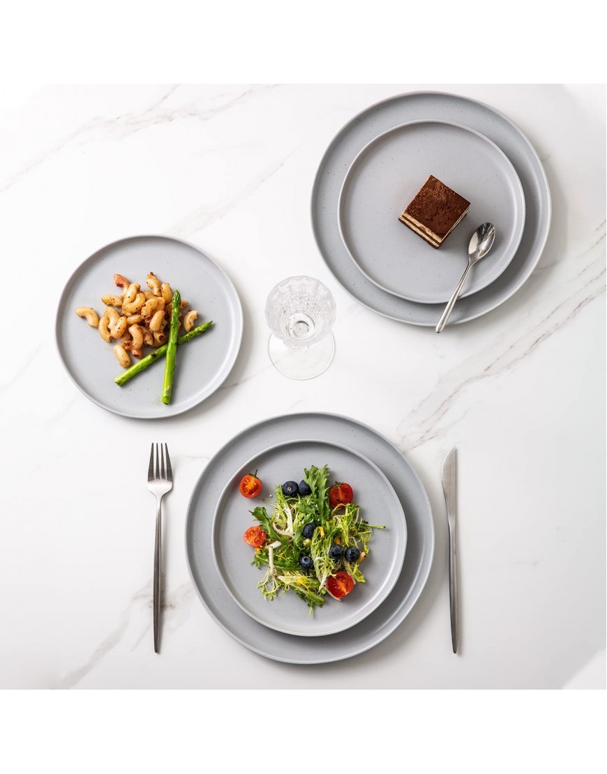 AmorArc Speckled Dinner Plates Set of 6 Handcrafted Porcelain Wavy Rim 10.5 Inch Modern Ceramic Plates Set Large Serving Dishes for Kitchen-Microwave&Dishwasher Safe Chip-resistant-Matte Grey