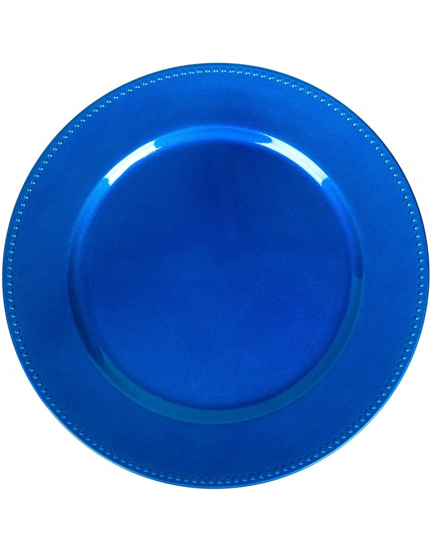 Blue Charger Plates Round Dinner Charger with Beaded 13 Inch Plastic Plate Chargers for Wedding Table Decor Set of 6