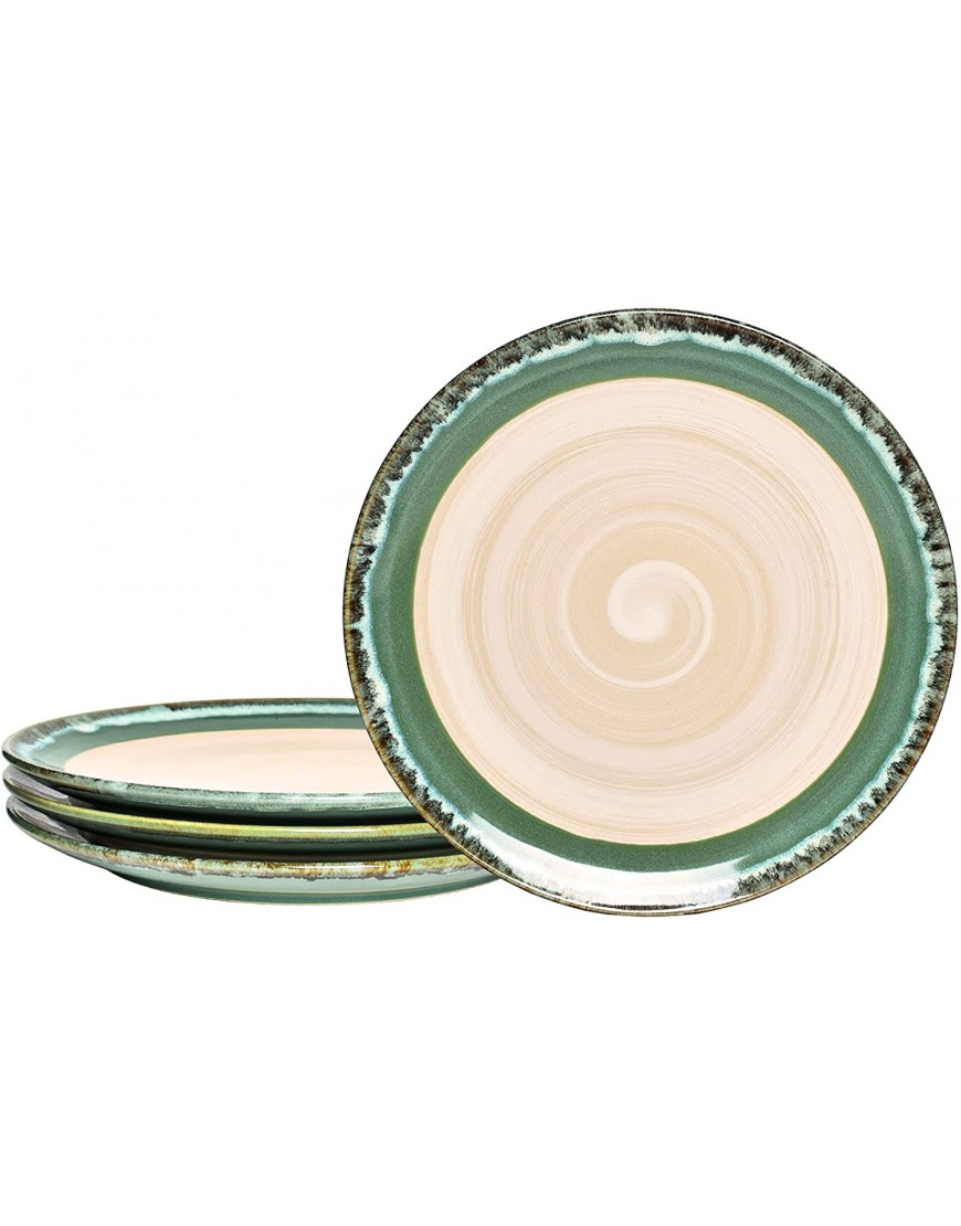 Bosmarlin Stoneware Dinner Plates 10.5 inches Set of 4 for Salad Pasta Dessert Microwave and Dishwasher Safe Green 10.5 in