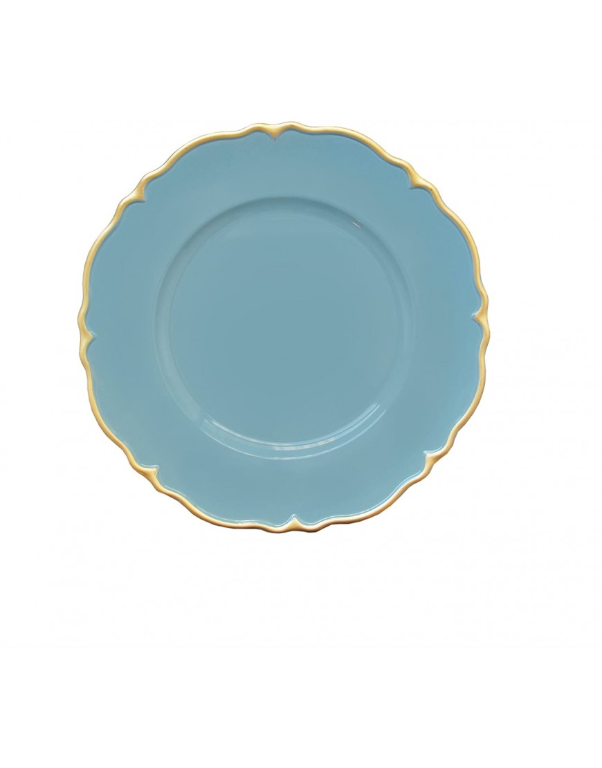 Charge it by Jay Scallop Anderson Charger Plate 13” Decorative Melamine Service Plate for Home Professional Dining Perfect for Upscale Events Dinner Parties Weddings Set of 4 Blue Gold