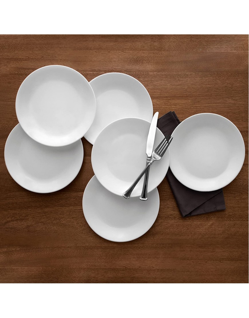 Corelle Frost White Lunch Plate Set for 6 | 8.5 Inch Eco-Friendly Round Lunch or Dinner Plates are Dishwasher Safe | Triple Layer Glass is Lightweight Stackable and Break and Chip Resistant
