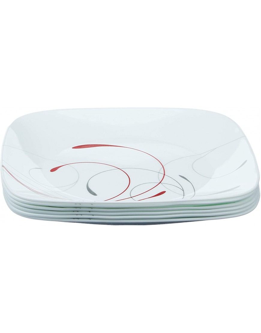 Corelle Splendor Dinner Plate Set for 6 | 10.25 Inch Square Plate Set | Dishwasher and Oven Safe Glass is Triple Layer Strong Lightweight Stackable and Resistant to Chips and Cracks