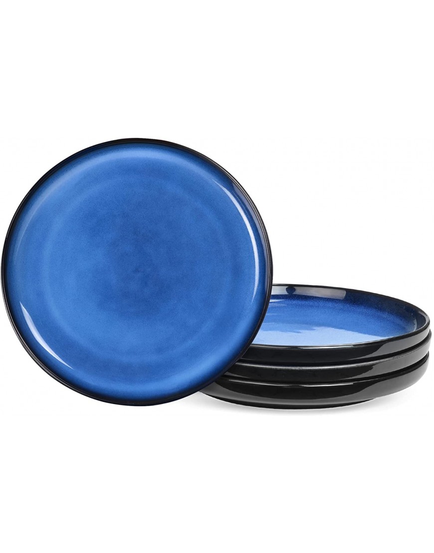 DANMERS Salad Dessert Round Plates,Porcelain 8 Inch Plate for Snack Pasta Bread,Set of 4,Blue